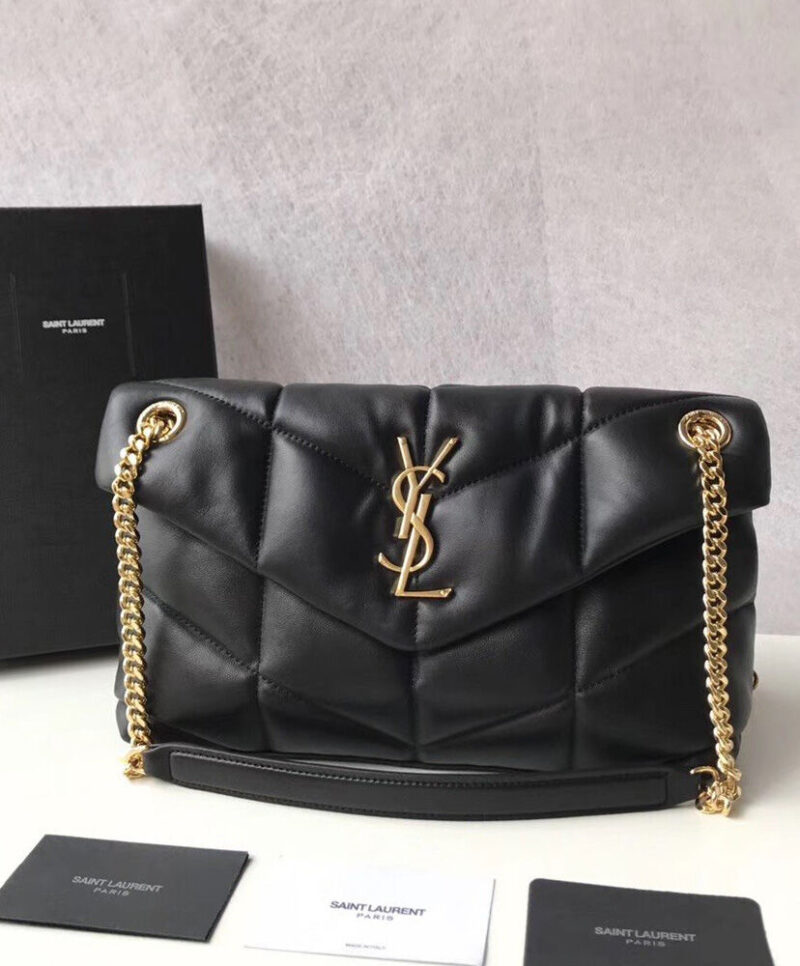 Saint Laurent Loulou Puffer Small Bag In Quilted Lambskin Black
